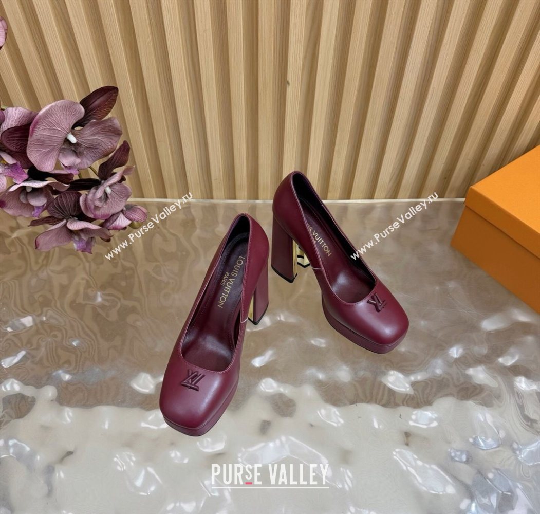Louis Vuitton Swing Platform Pumps 11cm in Calf Leather Burgundy 2025 1AIDF8 (MD-251219053)