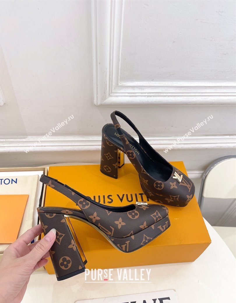 Louis Vuitton Swing Platform Slingbacks Pump 11cm in Monogram Canvas 2025 1AIDF8 (MD-251219060)