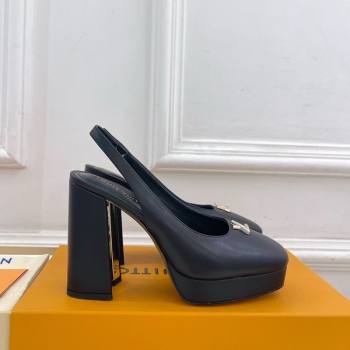 Louis Vuitton Swing Platform Slingbacks Pump 11cm in Calf Leather Black/Gold 2025 1AIDF8 (MD-251219061)