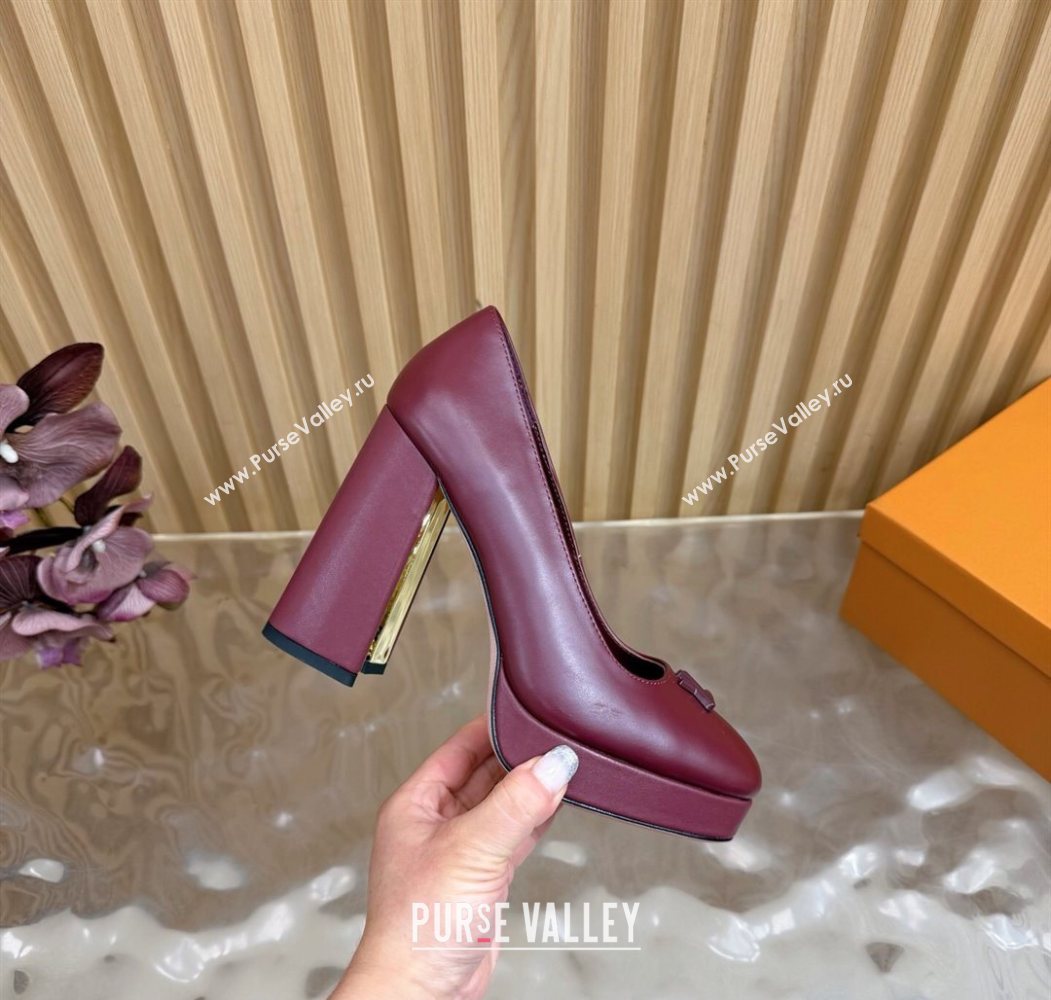 Louis Vuitton Swing Platform Pumps 11cm in Calf Leather Burgundy 2025 1AIDF8 (MD-251219053)