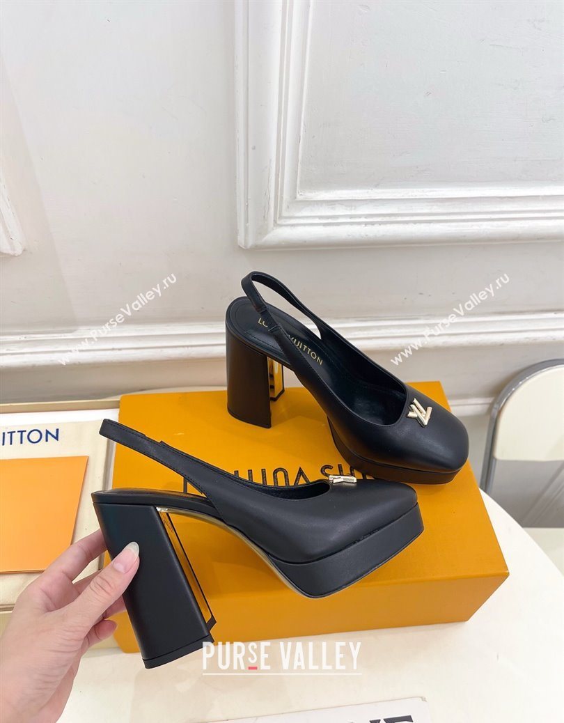 Louis Vuitton Swing Platform Slingbacks Pump 11cm in Calf Leather Black/Gold 2025 1AIDF8 (MD-251219061)