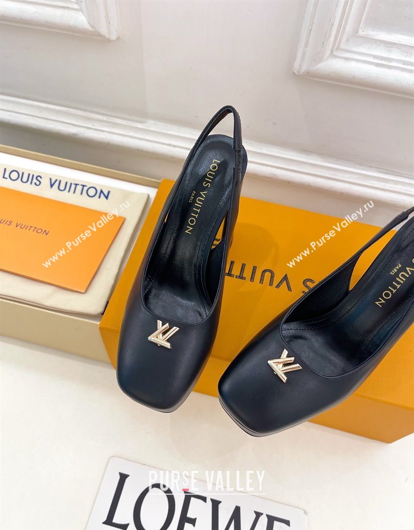 Louis Vuitton Swing Platform Slingbacks Pump 11cm in Calf Leather Black/Gold 2025 1AIDF8 (MD-251219061)