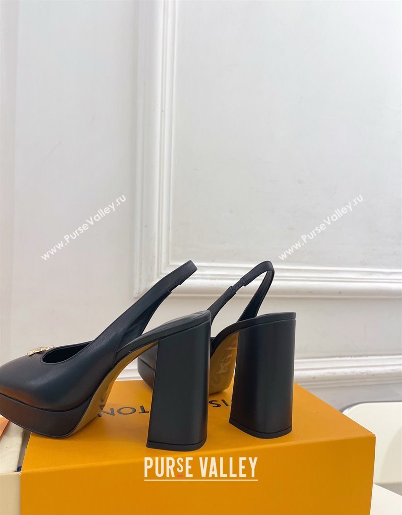 Louis Vuitton Swing Platform Slingbacks Pump 11cm in Calf Leather Black/Gold 2025 1AIDF8 (MD-251219061)