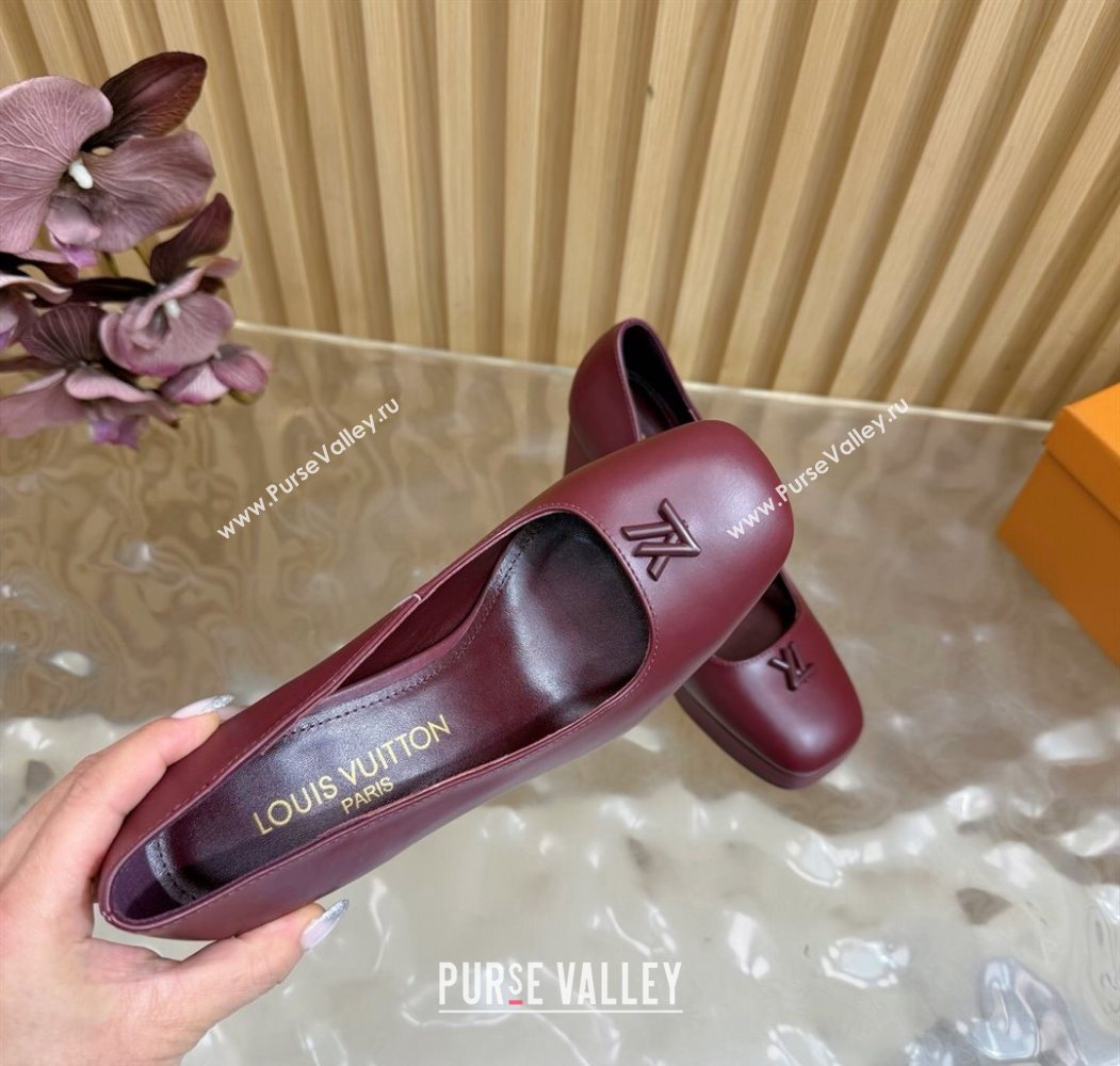 Louis Vuitton Swing Platform Pumps 11cm in Calf Leather Burgundy 2025 1AIDF8 (MD-251219053)