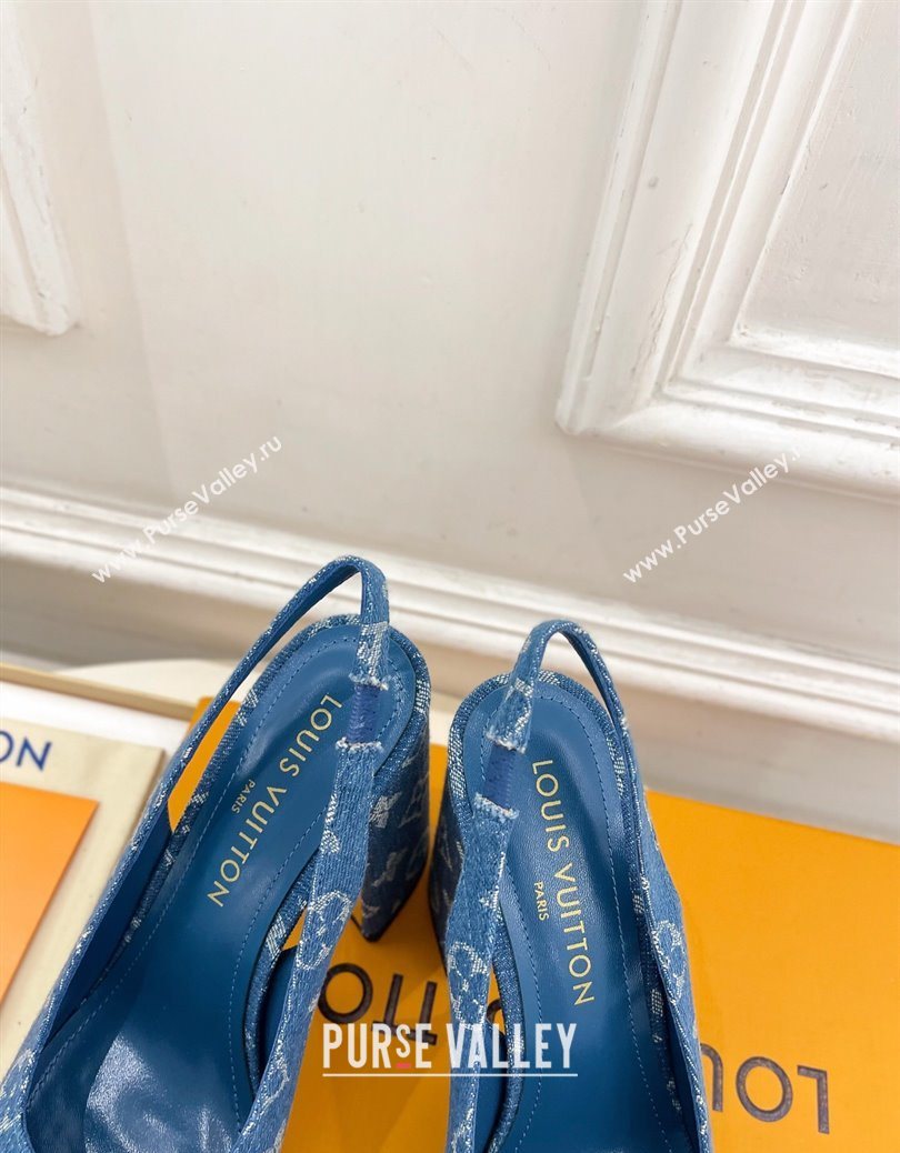 Louis Vuitton Swing Platform Slingbacks Pump 11cm in Blue Denim 2025 1AIDF8 (MD-251219062)