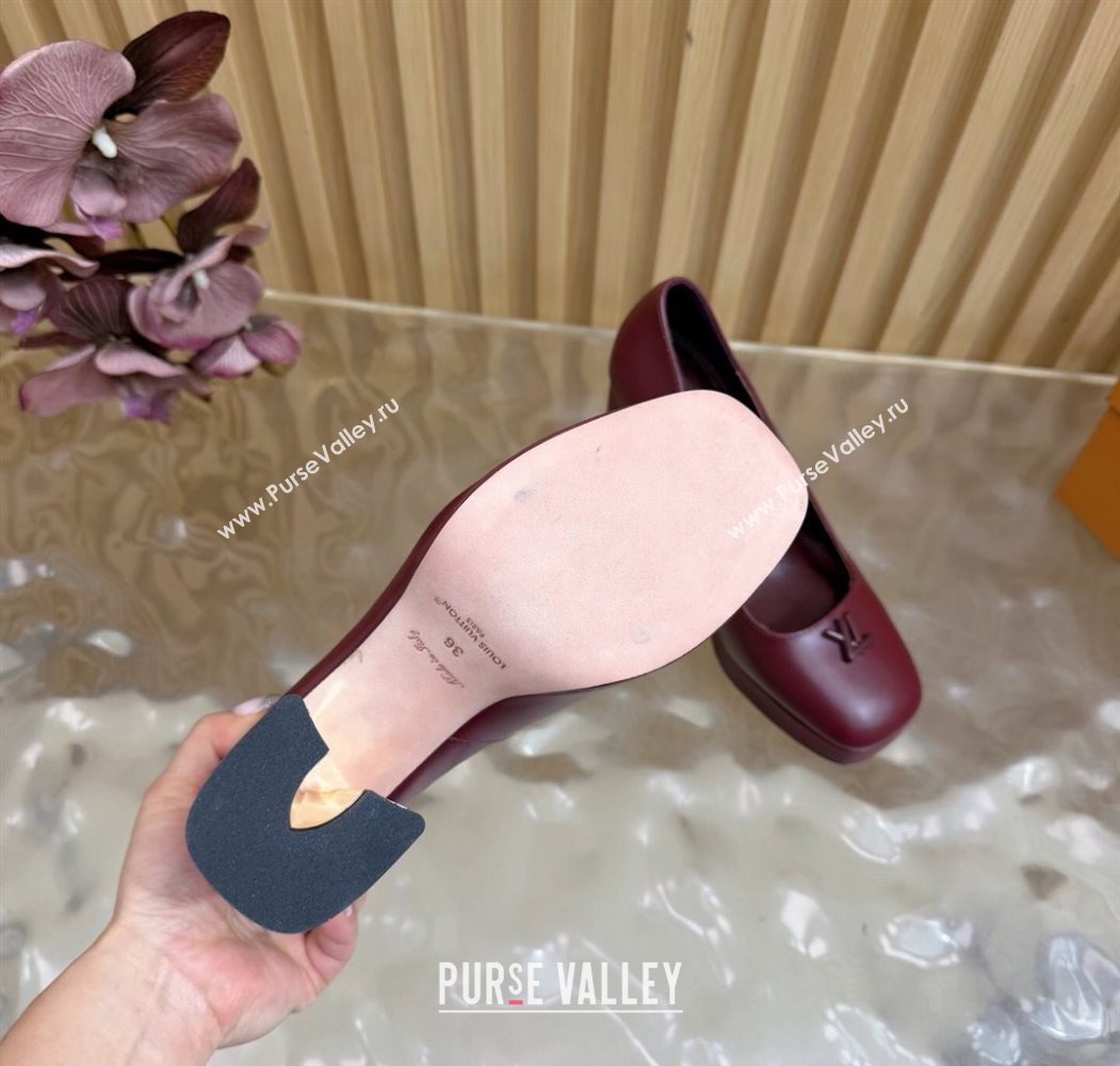 Louis Vuitton Swing Platform Pumps 11cm in Calf Leather Burgundy 2025 1AIDF8 (MD-251219053)