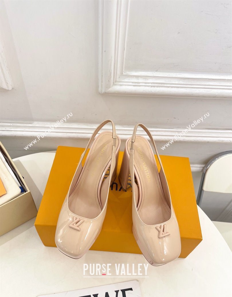 Louis Vuitton Swing Platform Slingbacks Pump 11cm in Patent Leather Nude 2025 1AIDF8 (MD-251219063)