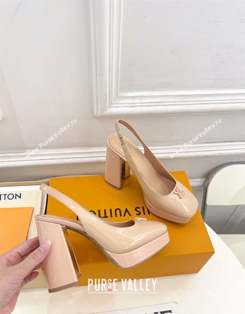 Louis Vuitton Swing Platform Slingbacks Pump 11cm in Patent Leather Nude 2025 1AIDF8 (MD-251219063)