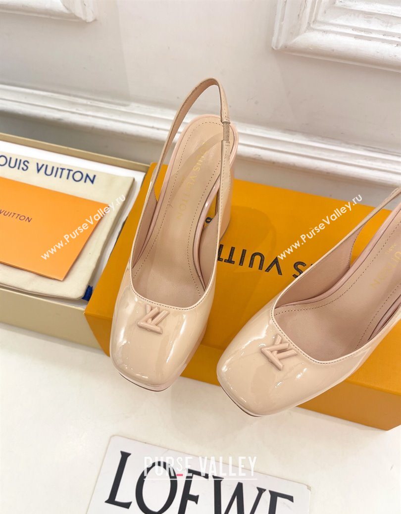 Louis Vuitton Swing Platform Slingbacks Pump 11cm in Patent Leather Nude 2025 1AIDF8 (MD-251219063)