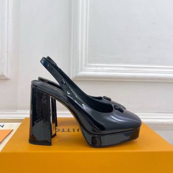 Louis Vuitton Swing Platform Slingbacks Pump 11cm in Patent Leather All Black 2025 1AIDF8 (MD-251219064)