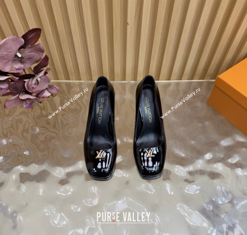 Louis Vuitton Swing Platform Pumps 11cm in Patent Leather Black/Gold 2025 1AIDF8 (MD-251219050)