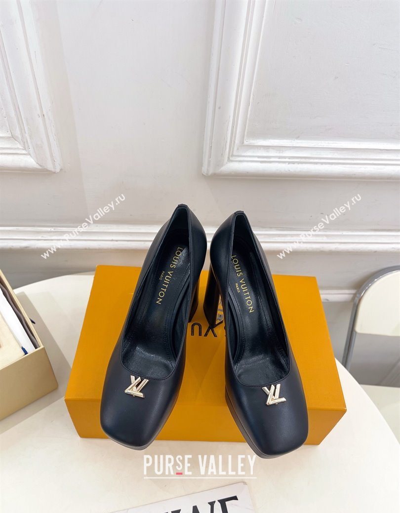 Louis Vuitton Swing Platform Pumps 11cm in Calf Leather Black/Gold 2025 1AIDF8 (MD-251219056)