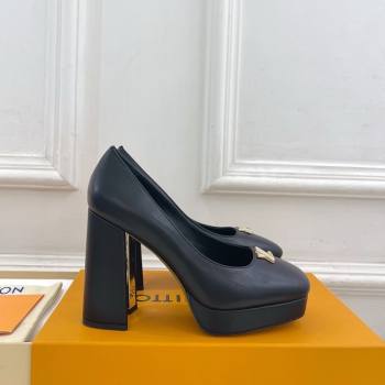 Louis Vuitton Swing Platform Pumps 11cm in Calf Leather Black/Gold 2025 1AIDF8 (MD-251219056)