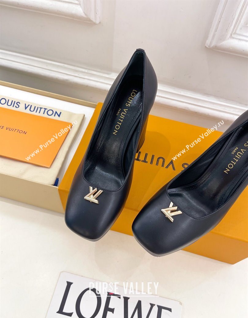 Louis Vuitton Swing Platform Pumps 11cm in Calf Leather Black/Gold 2025 1AIDF8 (MD-251219056)