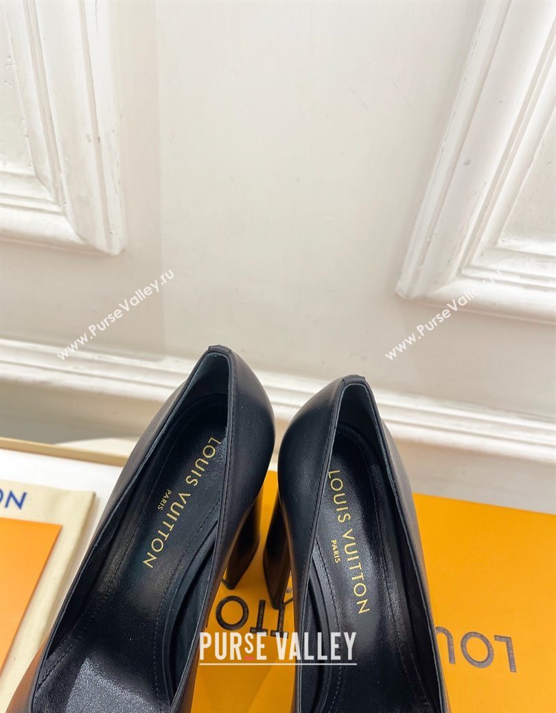 Louis Vuitton Swing Platform Pumps 11cm in Calf Leather Black/Gold 2025 1AIDF8 (MD-251219056)