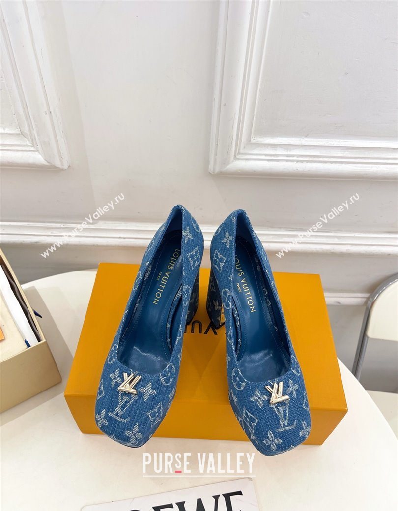 Louis Vuitton Swing Platform Pumps 11cm in Blue Denim 2025 1AIDF8 (MD-251219057)