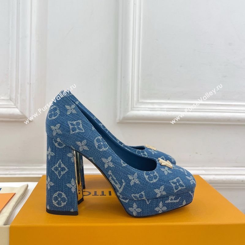 Louis Vuitton Swing Platform Pumps 11cm in Blue Denim 2025 1AIDF8 (MD-251219057)