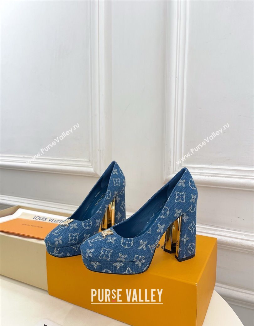 Louis Vuitton Swing Platform Pumps 11cm in Blue Denim 2025 1AIDF8 (MD-251219057)