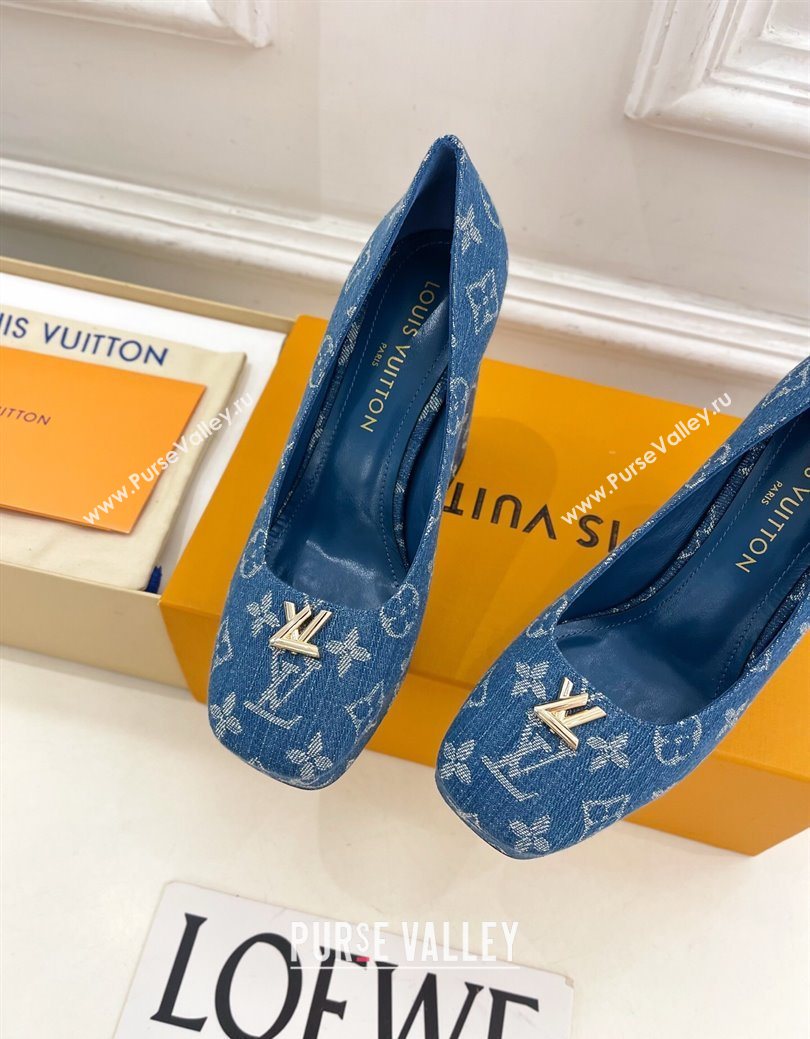 Louis Vuitton Swing Platform Pumps 11cm in Blue Denim 2025 1AIDF8 (MD-251219057)