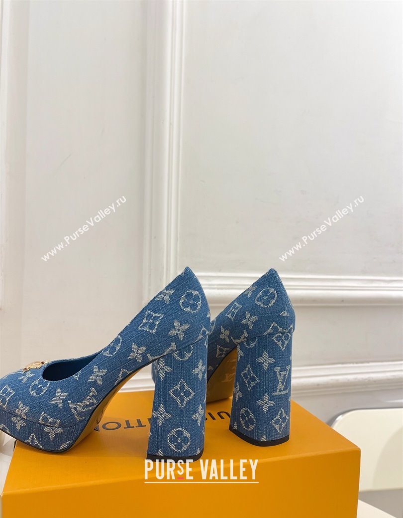 Louis Vuitton Swing Platform Pumps 11cm in Blue Denim 2025 1AIDF8 (MD-251219057)