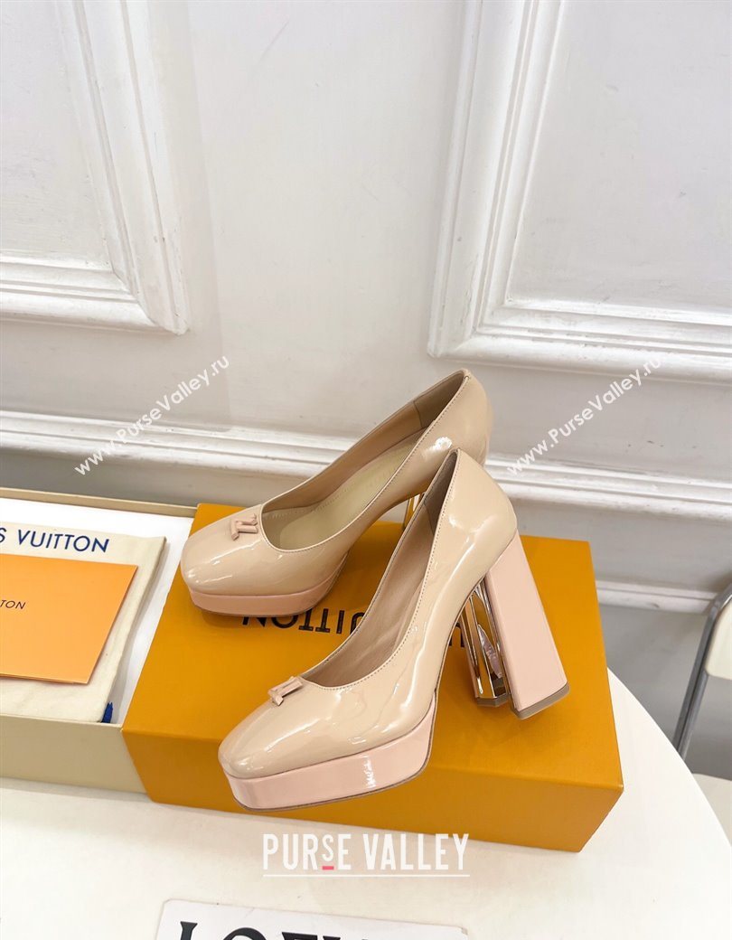 Louis Vuitton Swing Platform Pumps 11cm in Patent Leather Nude 2025 1AIDF8 (MD-251219058)