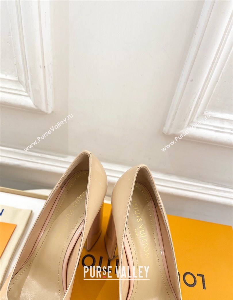 Louis Vuitton Swing Platform Pumps 11cm in Patent Leather Nude 2025 1AIDF8 (MD-251219058)