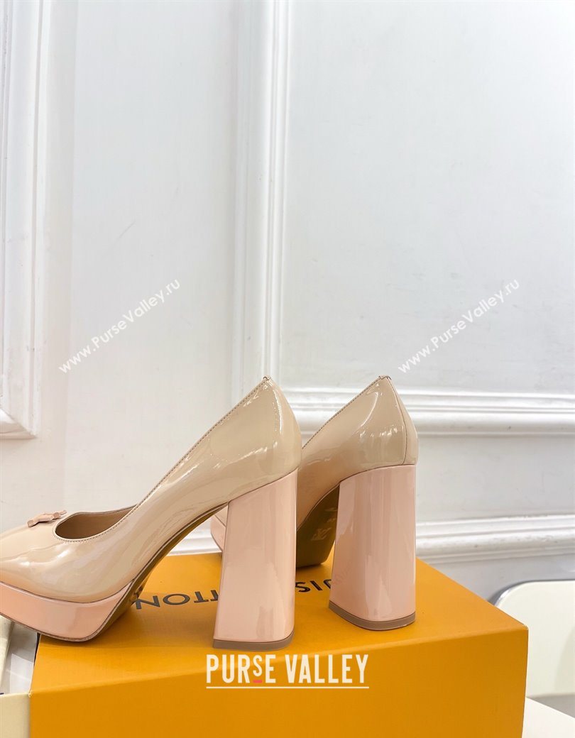 Louis Vuitton Swing Platform Pumps 11cm in Patent Leather Nude 2025 1AIDF8 (MD-251219058)