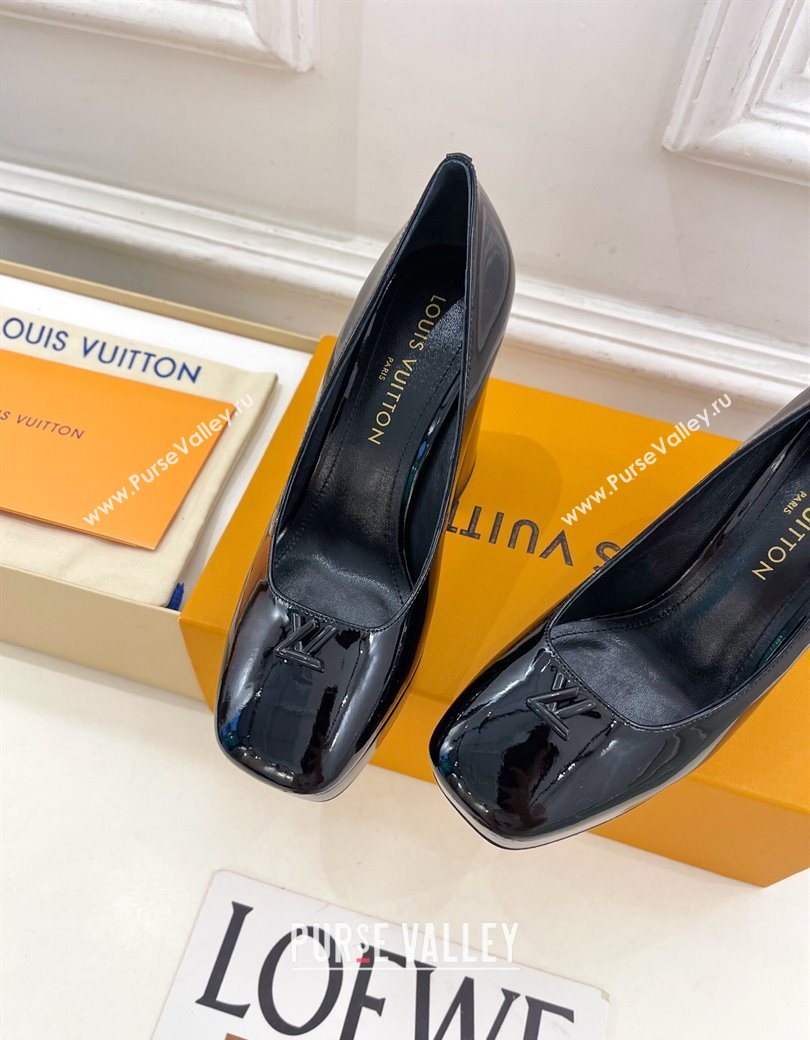 Louis Vuitton Swing Platform Pumps 11cm in Patent Leather All Black 2025 1AIDF8 (MD-251219059)
