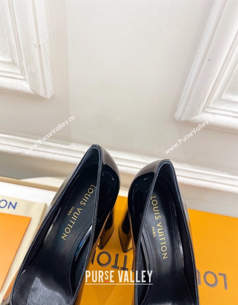 Louis Vuitton Swing Platform Pumps 11cm in Patent Leather All Black 2025 1AIDF8 (MD-251219059)