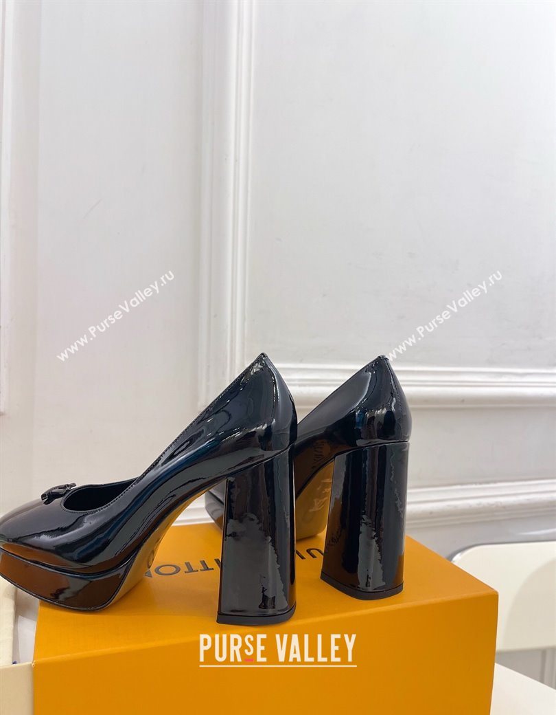 Louis Vuitton Swing Platform Pumps 11cm in Patent Leather All Black 2025 1AIDF8 (MD-251219059)