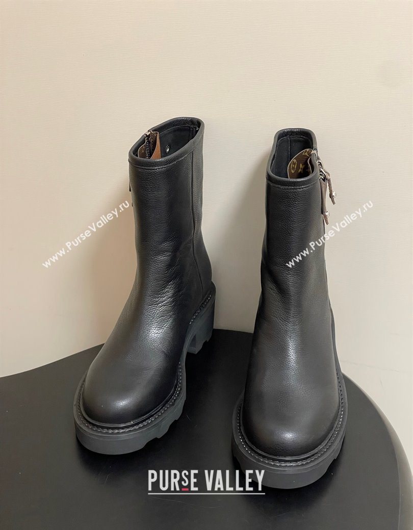 Louis Vuitton LV Beaubourg Ankle Boots with Strap in Calf Leather Black 2025 1AIDD8 (MD-251219075)