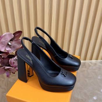 Louis Vuitton Swing Platform Slingbacks Pump 11cm in Calf Leather All Black 2025 1AIDF8 (MD-251219045)