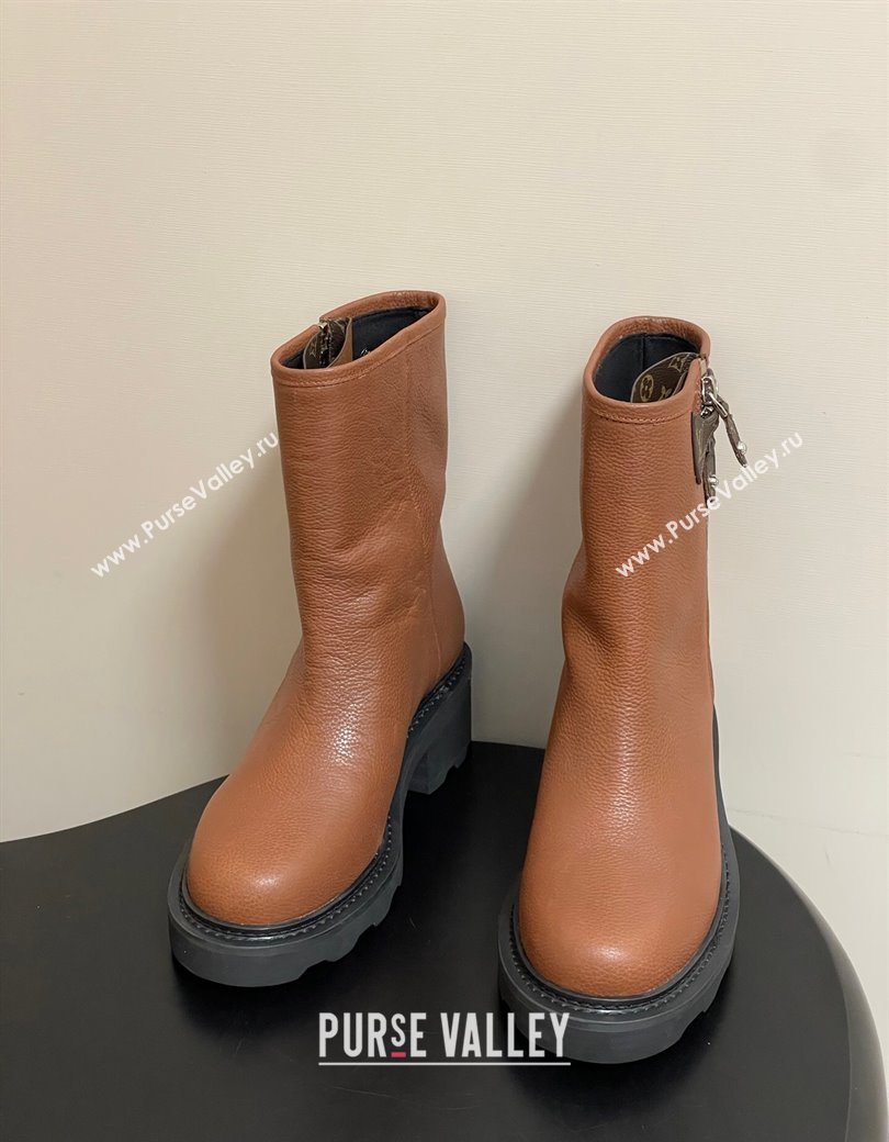 Louis Vuitton LV Beaubourg Ankle Boots with Strap in Calf Leather Brown 2025 1AIDD8 (MD-251219076)