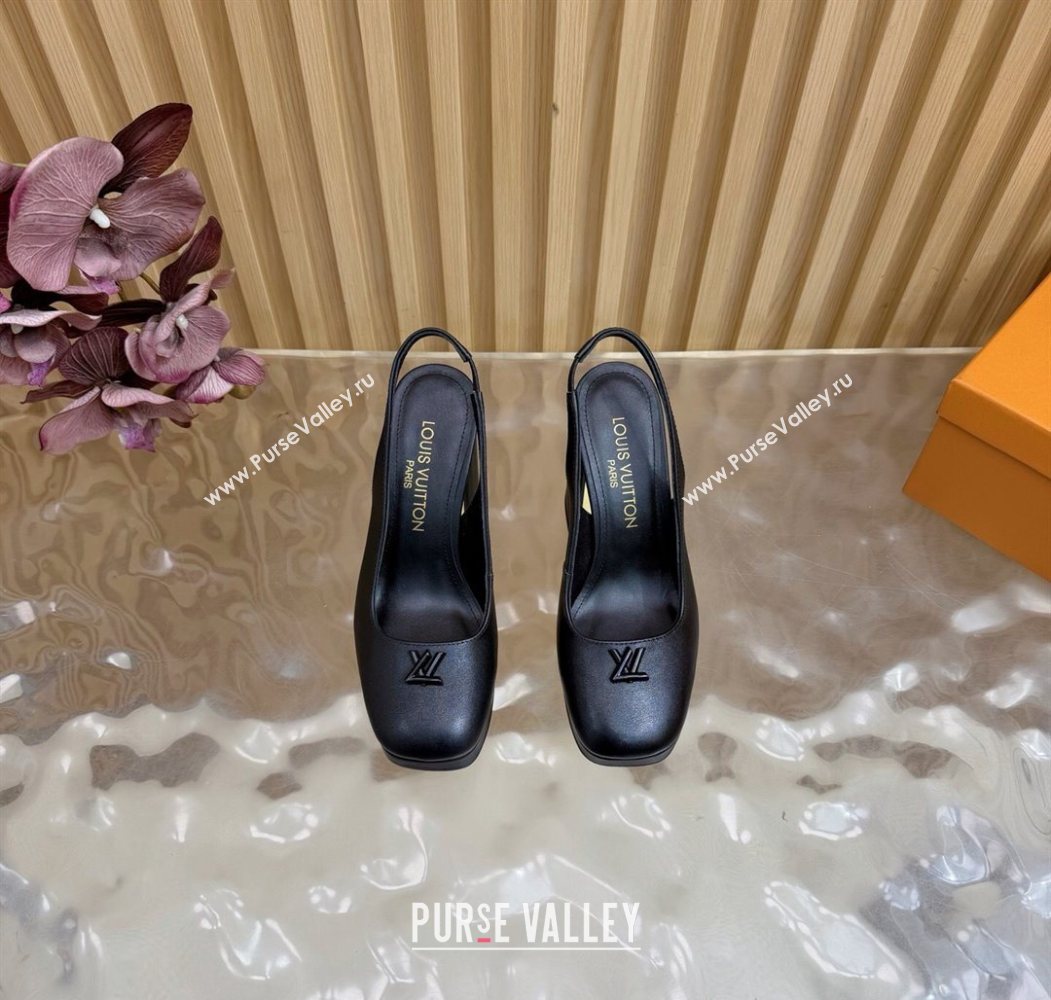 Louis Vuitton Swing Platform Slingbacks Pump 11cm in Calf Leather All Black 2025 1AIDF8 (MD-251219045)