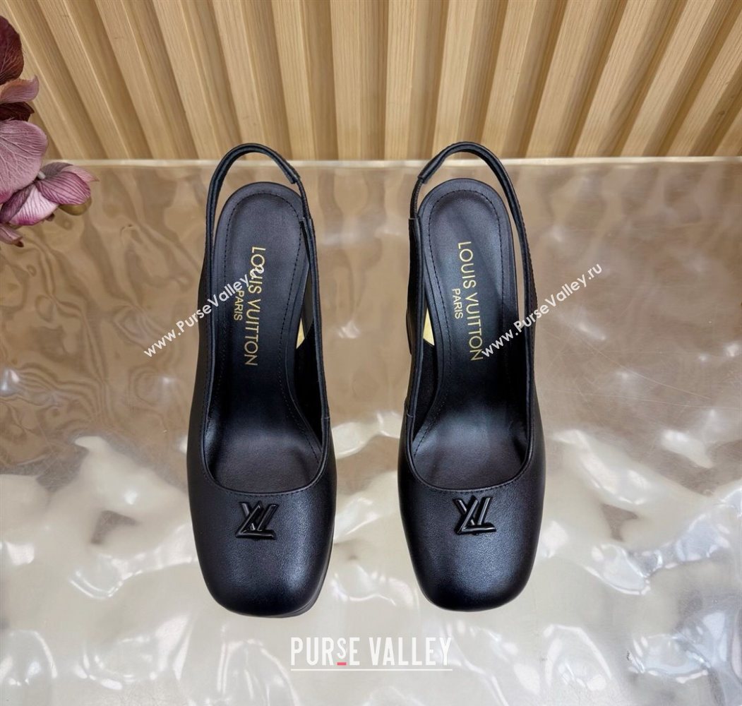Louis Vuitton Swing Platform Slingbacks Pump 11cm in Calf Leather All Black 2025 1AIDF8 (MD-251219045)