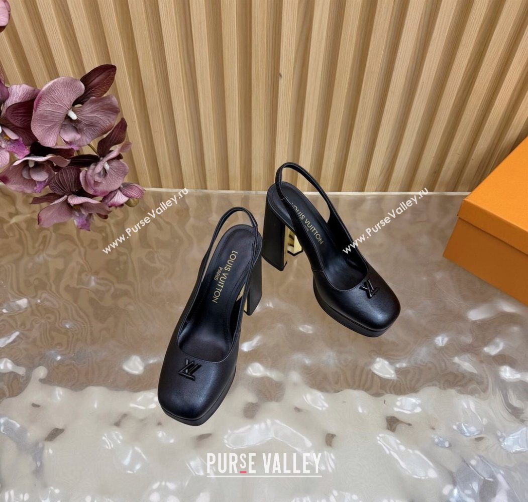Louis Vuitton Swing Platform Slingbacks Pump 11cm in Calf Leather All Black 2025 1AIDF8 (MD-251219045)