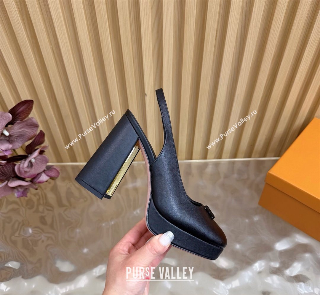Louis Vuitton Swing Platform Slingbacks Pump 11cm in Calf Leather All Black 2025 1AIDF8 (MD-251219045)