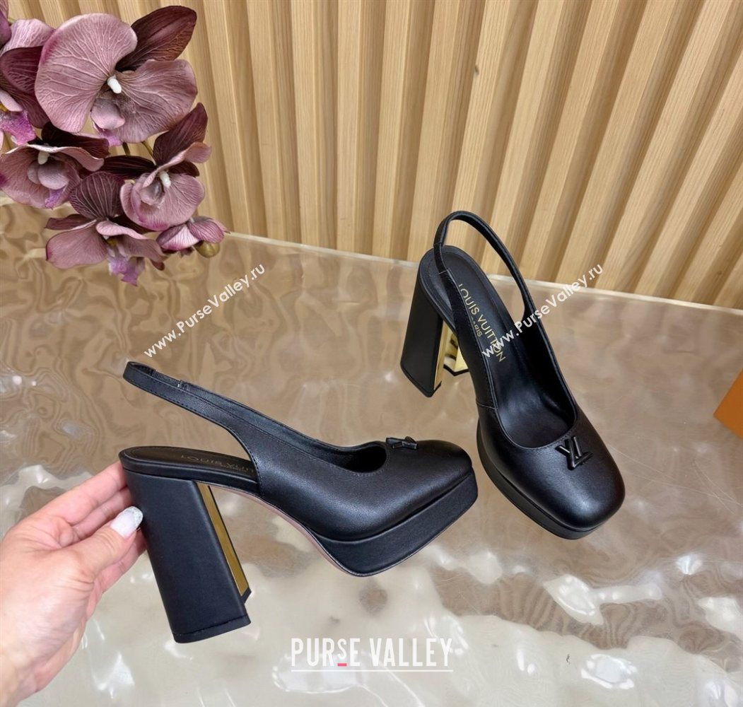 Louis Vuitton Swing Platform Slingbacks Pump 11cm in Calf Leather All Black 2025 1AIDF8 (MD-251219045)