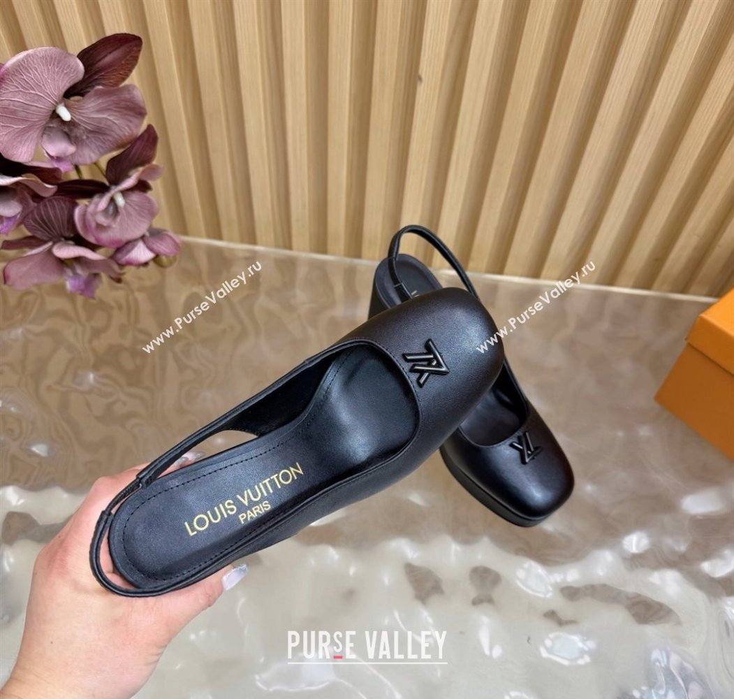 Louis Vuitton Swing Platform Slingbacks Pump 11cm in Calf Leather All Black 2025 1AIDF8 (MD-251219045)