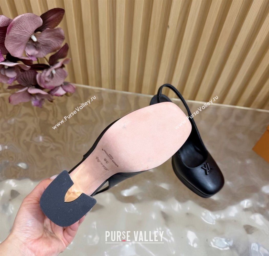 Louis Vuitton Swing Platform Slingbacks Pump 11cm in Calf Leather All Black 2025 1AIDF8 (MD-251219045)