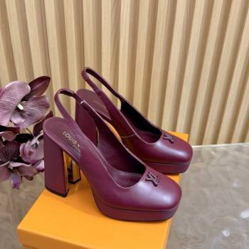 Louis Vuitton Swing Platform Slingbacks Pump 11cm in Calf Leather Burgundy 2025 1AIDF8 (MD-251219047)
