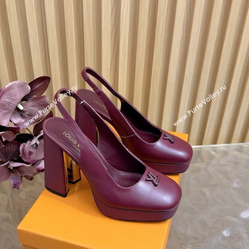Louis Vuitton Swing Platform Slingbacks Pump 11cm in Calf Leather Burgundy 2025 1AIDF8 (MD-251219047)