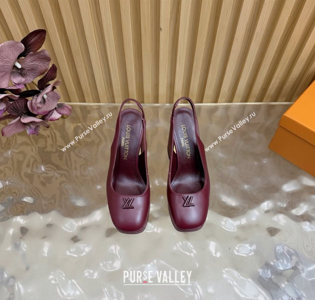 Louis Vuitton Swing Platform Slingbacks Pump 11cm in Calf Leather Burgundy 2025 1AIDF8 (MD-251219047)