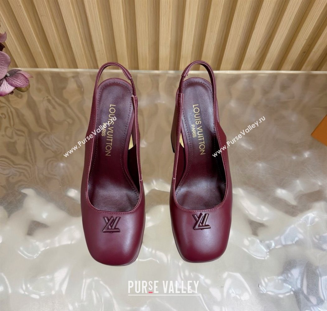 Louis Vuitton Swing Platform Slingbacks Pump 11cm in Calf Leather Burgundy 2025 1AIDF8 (MD-251219047)