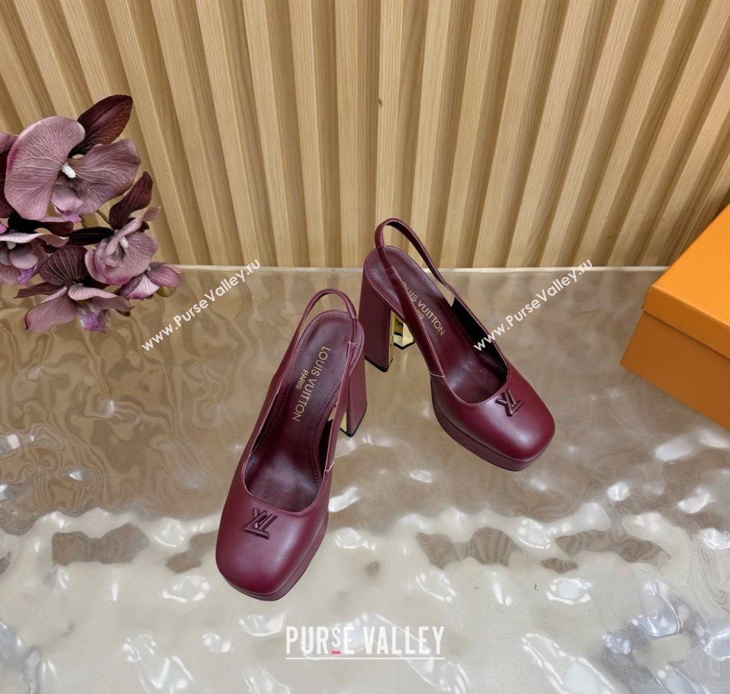 Louis Vuitton Swing Platform Slingbacks Pump 11cm in Calf Leather Burgundy 2025 1AIDF8 (MD-251219047)