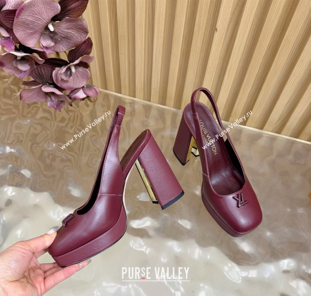 Louis Vuitton Swing Platform Slingbacks Pump 11cm in Calf Leather Burgundy 2025 1AIDF8 (MD-251219047)