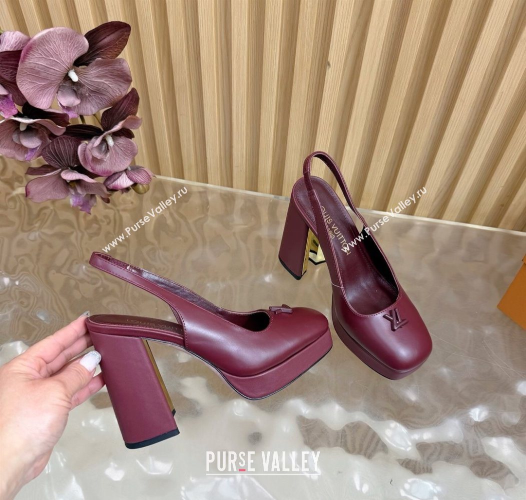 Louis Vuitton Swing Platform Slingbacks Pump 11cm in Calf Leather Burgundy 2025 1AIDF8 (MD-251219047)