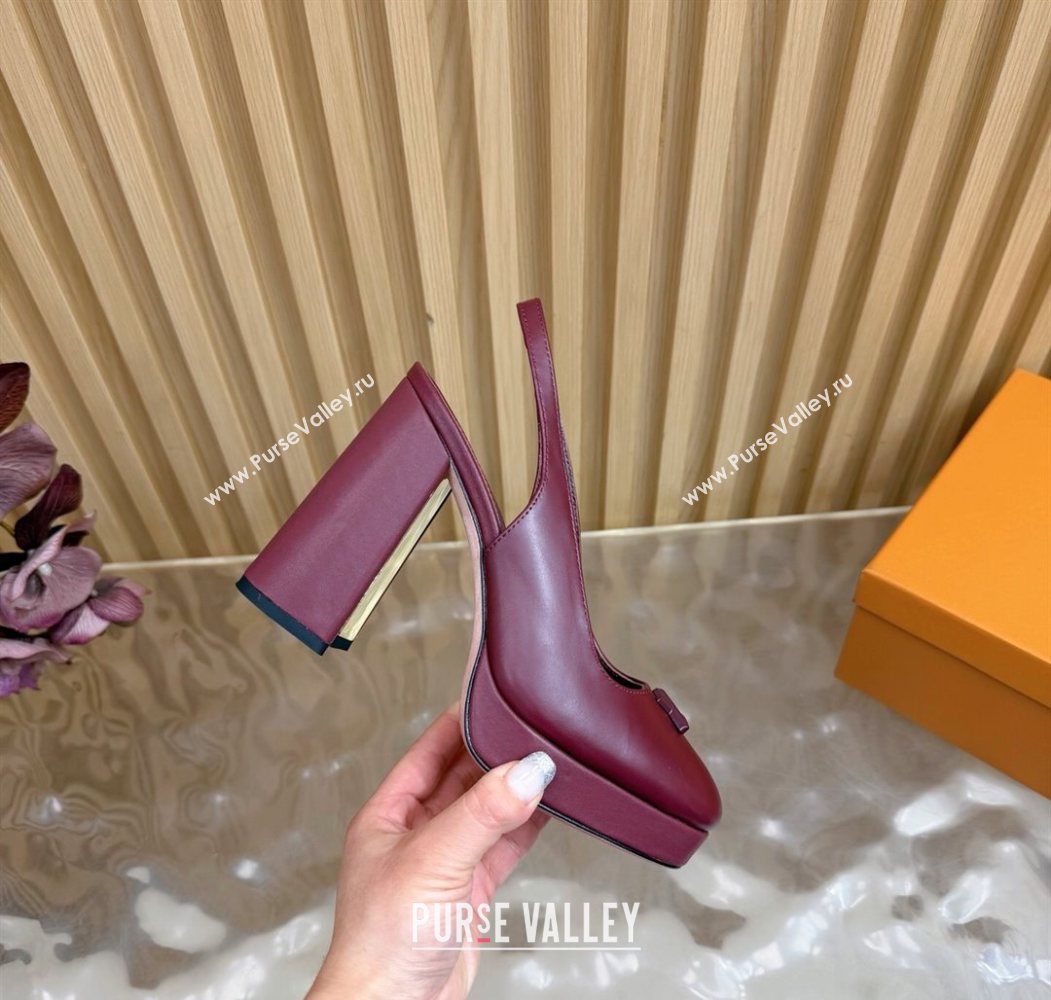 Louis Vuitton Swing Platform Slingbacks Pump 11cm in Calf Leather Burgundy 2025 1AIDF8 (MD-251219047)