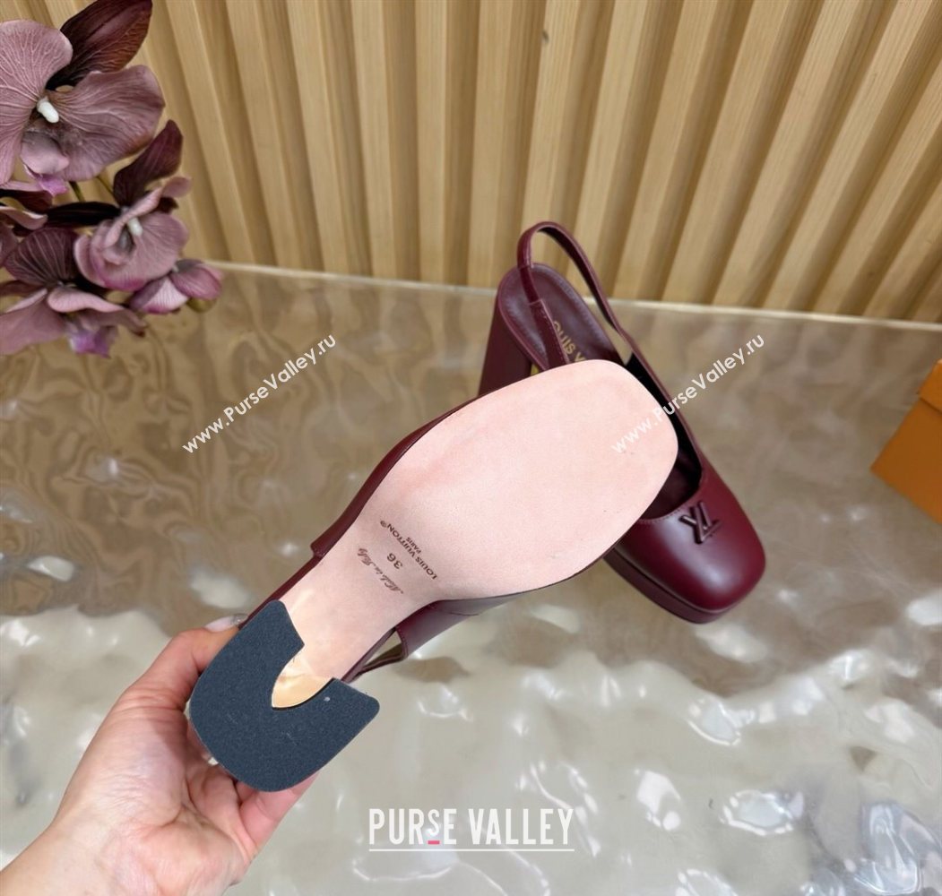 Louis Vuitton Swing Platform Slingbacks Pump 11cm in Calf Leather Burgundy 2025 1AIDF8 (MD-251219047)
