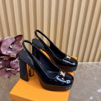 Louis Vuitton Swing Platform Slingbacks Pump 11cm in Patent Leather Black/Gold 2025 1AIDF8 (MD-251219048)
